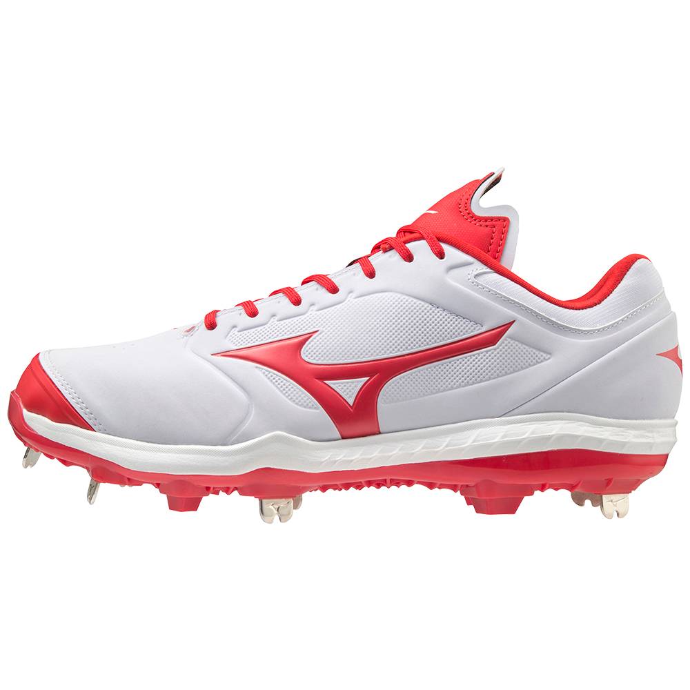 Mizuno Sweep 5 Kısa Metal - Bayan Softball Ayakkabı - Beyaz/Kırmızı Türkiye (GYHNLX-516)